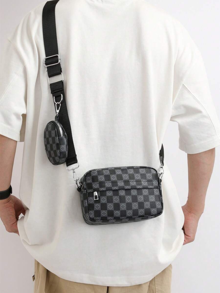 バッグ メンズ ショルダーパック 斜めがけショルダーバッグ メンズ 2点セット ミニ ワンショルダー 小さめバッグ ゼロ財布付きク拍卖