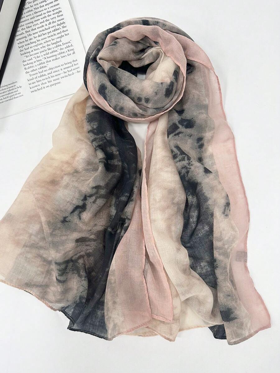 アクセサリー レディース スカーフ レディース タイダイ ブラック 通気性 プリントスカーフ拍卖