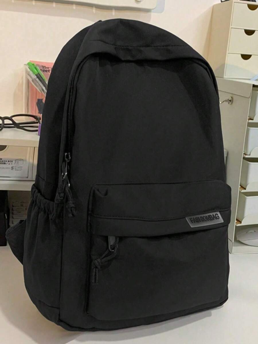 バッグ レディース バックパック 男性用 無地 多機能 撥水バックパック、スクールバッグ (ブラック) クリスマス 先生への贈り物拍卖