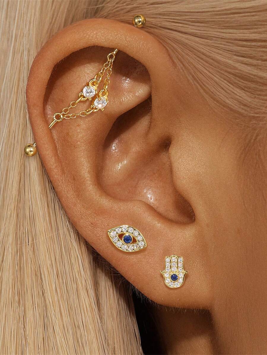 ジュエリー レディース イヤーアクセサリー 1ペア ミニマリスト S925 スターリングシルバー キュービック ジルコニア デーモ拍卖