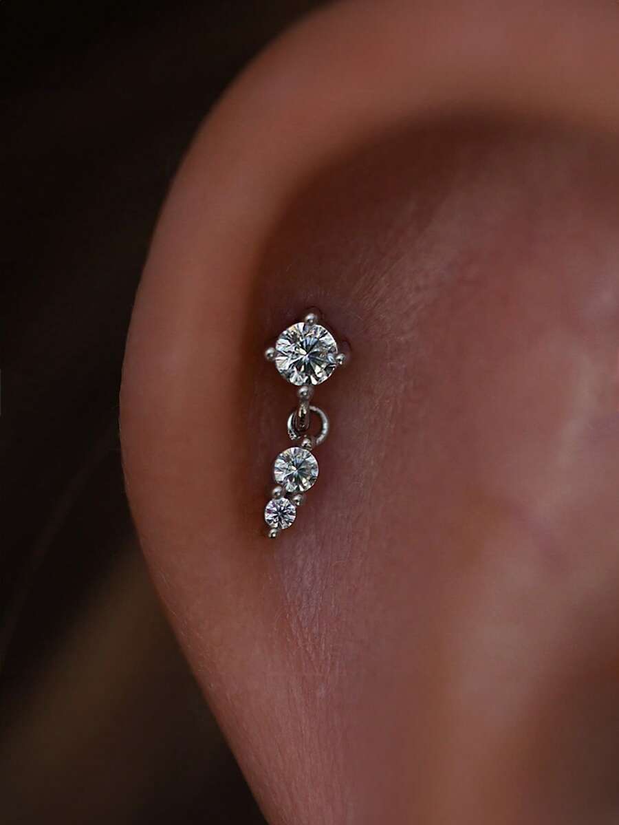 ジュエリー レディース イヤーアクセサリー 1個 925スターリングシルバー 16G ダングルプッシュピン スレッドレスラブレット拍卖