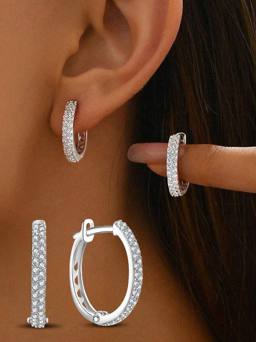 ジュエリー レディース イヤーアクセサリー 1ペア スターリングシルバー スパークル ピアス 婚約 記念日 結婚 ジュエリー ファ拍卖