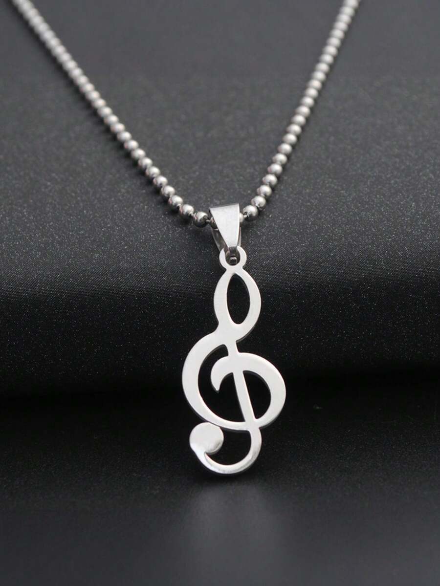 ジュエリー メンズ ネックレス 1個 メンズミニマリストミュージックノートペンダントネックレス、ファッションアクセサリー拍卖
