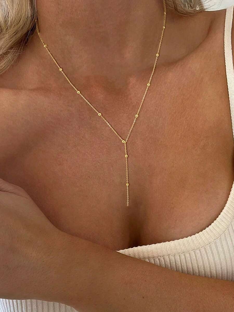 ジュエリー レディース ネックレス ロング 1個 ファッションセクシーなボールビーズ字型ネックレス、女性用、魅力的で光沢のあるゴー拍卖