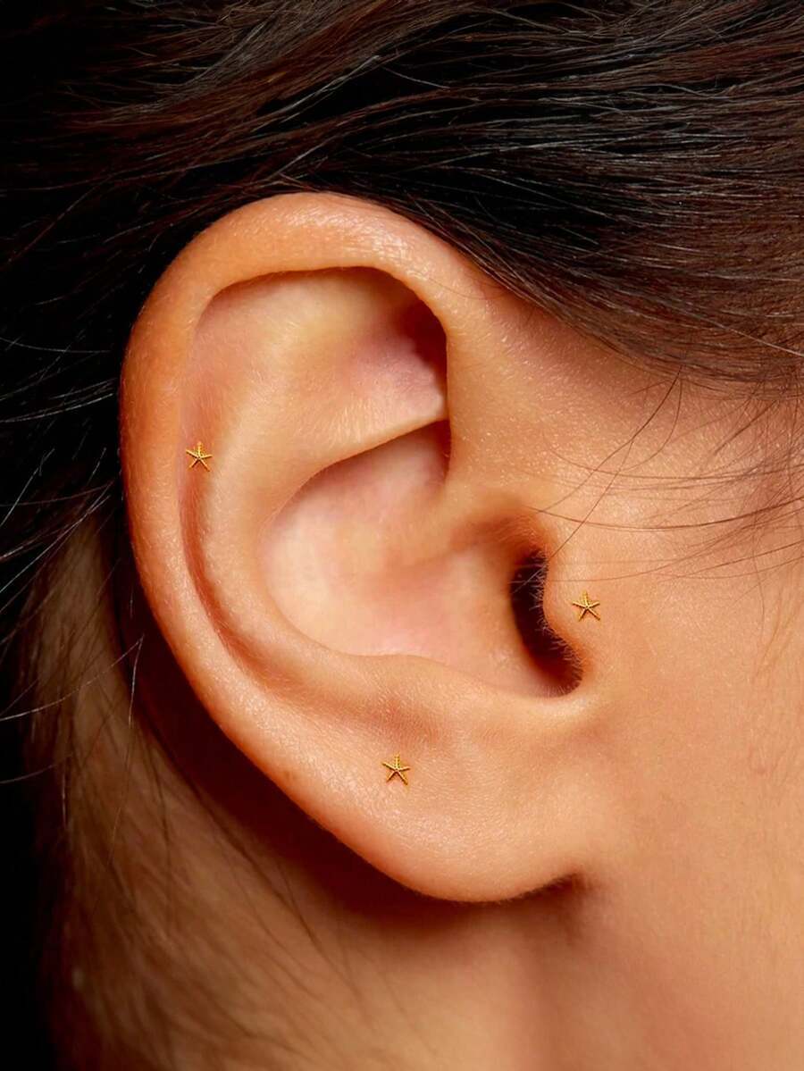 ジュエリー レディース イヤーアクセサリー 1個 S925スターリングシルバー スターフィッシュ フラットバック ラブレットピアス拍卖