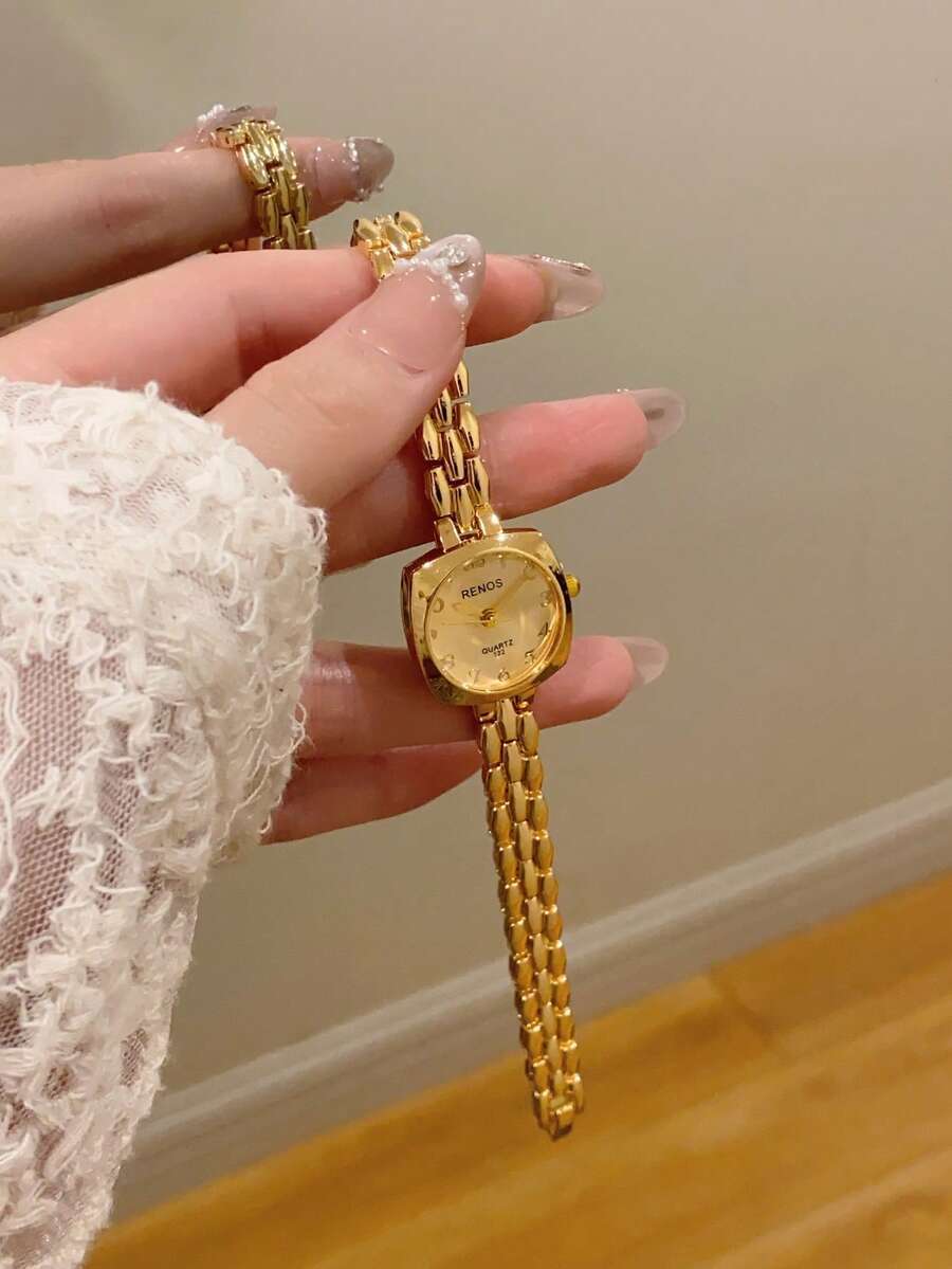 腕時計 レディース クォーツ 1個 小さくて上品でエレガントなシンプルな数字デザイン レディース腕時計、超薄型スクエア ミニマリス拍卖