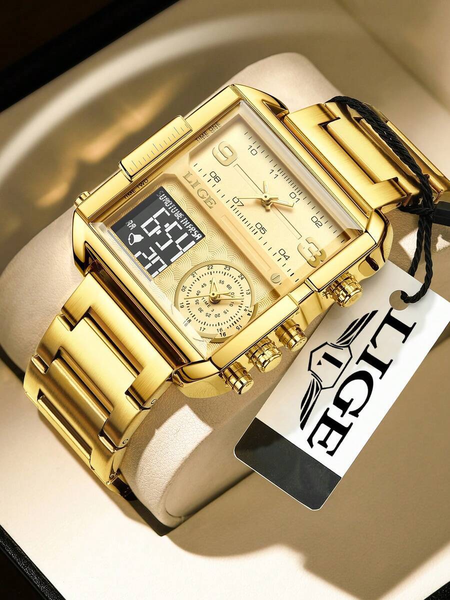 腕時計 メンズ デジタル 高級ビジネスメンズ腕時計、ゴールドヴィンテージビジネスメンズ腕時計、トップブランド高級時計、メンズ腕時計拍卖