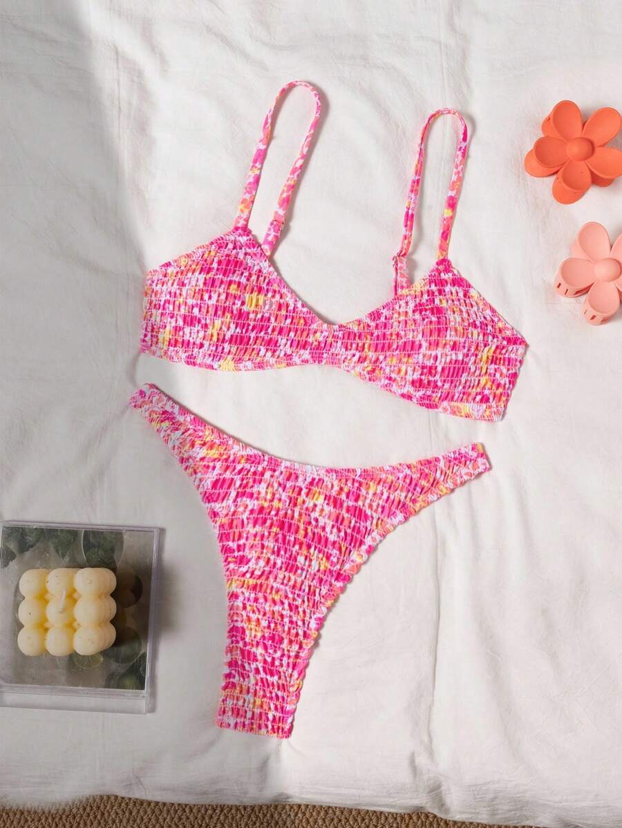 レディース 水着 ビキニセット レディース バケーション アウトフィット スタイリッシュ セクシー マルチカラー ランダムプリント拍卖