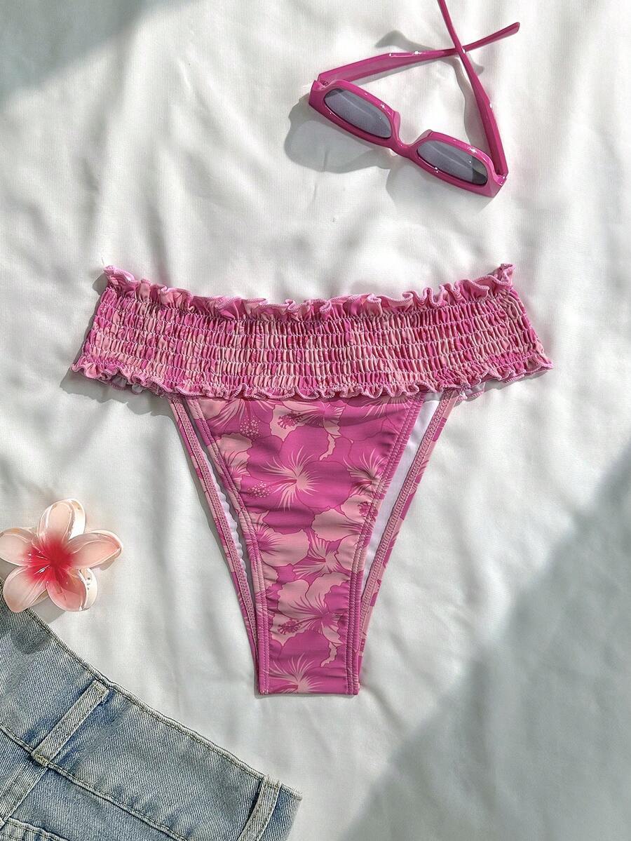 レディース 水着 ボトムス 花柄 ドローストリング バーキニーボトム拍卖