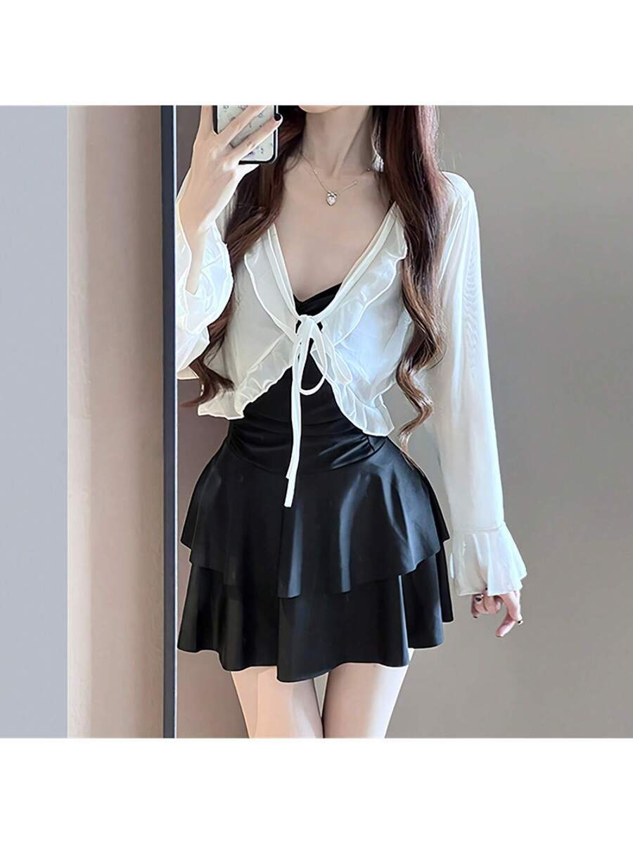 レディース 水着 ビキニセット 新作 背中開き セクシー 水着 レディース スカート風 ワンピース お腹 カバー スリム ジャケッ拍卖