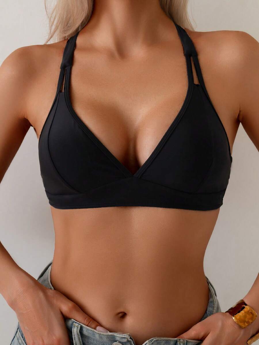 レディース 水着 トップス レディース シンプル クリスクロスバック カジュアルビキニトップ拍卖