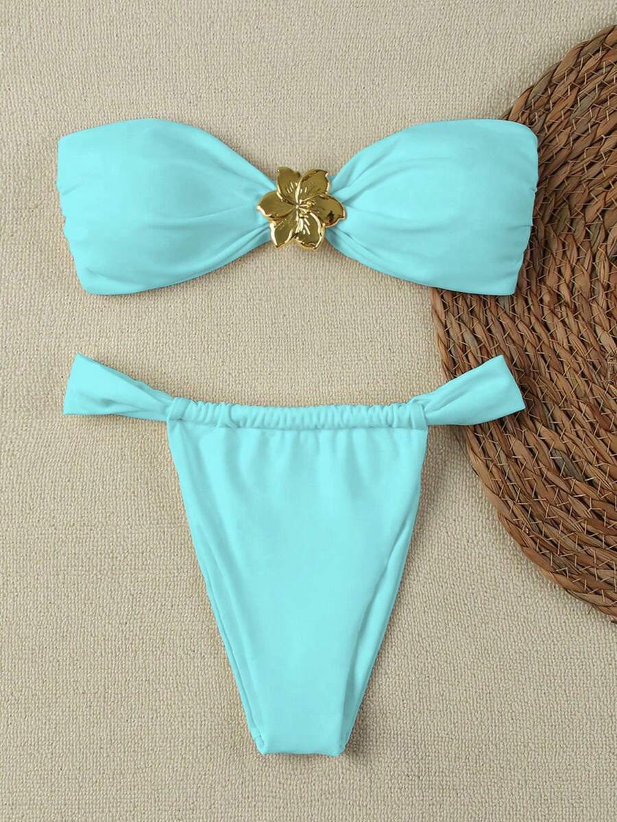 レディース 水着 ビキニセット 女性用無地バンドゥービキニ水着拍卖