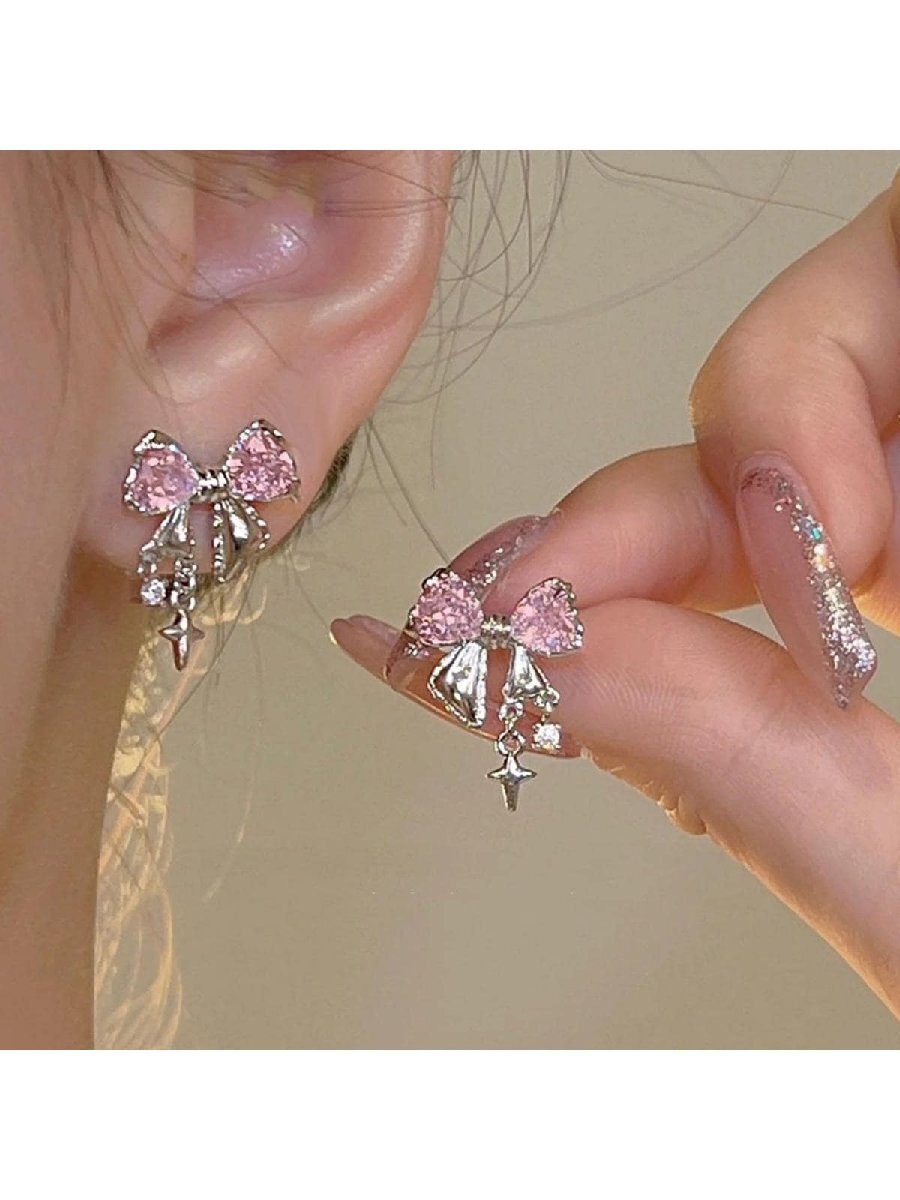 ジュエリー レディース イヤーアクセサリー ラインストーン 蝶々結び スタッドピアス拍卖