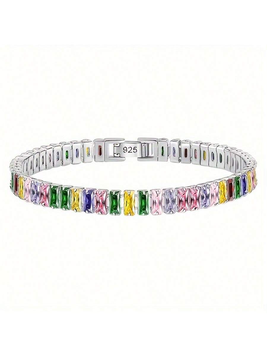 ジュエリー レディース ブレスレット チェーン 925シルバー ジルコニア カラフル レディースファッションジュエリー、誕生日プレ拍卖