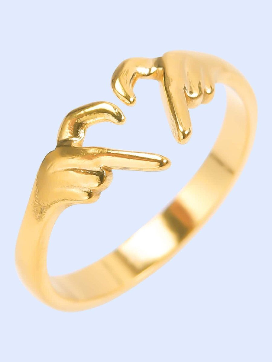 リング レディース リング 1個 304ステンレススチール シンプル リング ラブ型 カップルリング 調整可能 オープンエンド オ拍卖