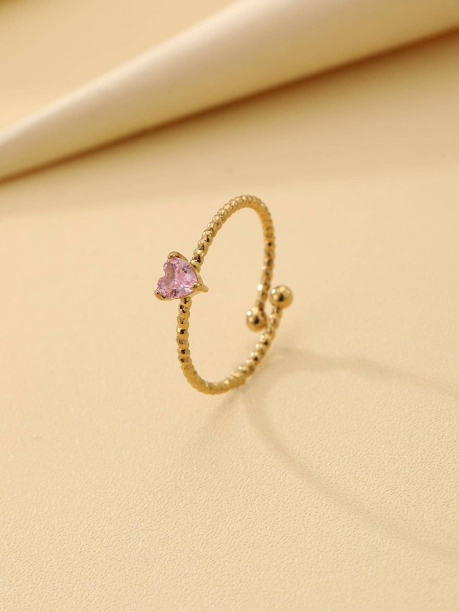 リング レディース リング ハート キュービック ジルコニア装飾 カフリング バレンタイン、母の日、ギフト拍卖