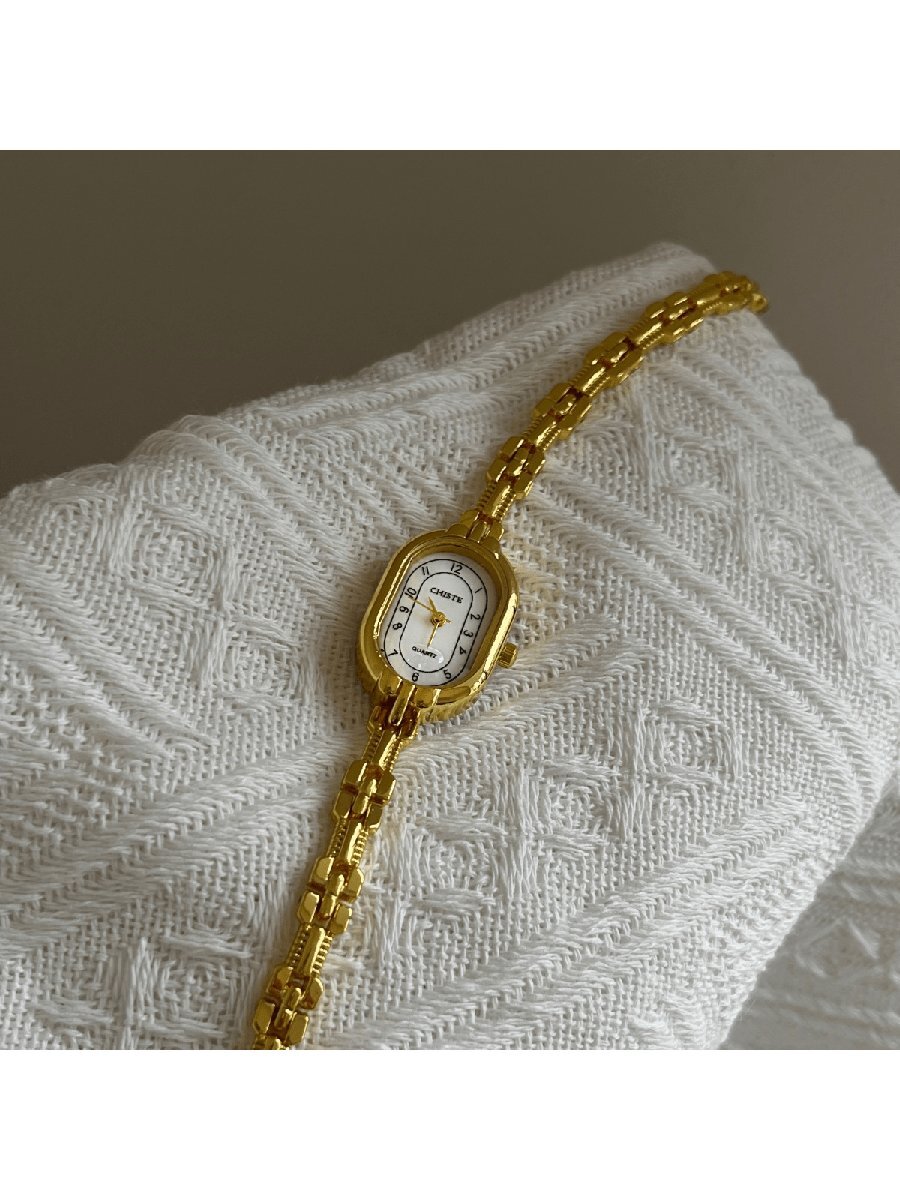 腕時計 レディース クォーツ 1個 ミニマリスト スクエア ペンダント チェーン 腕時計、高品質クォーツ腕時計、ヴィンテージエレガ拍卖