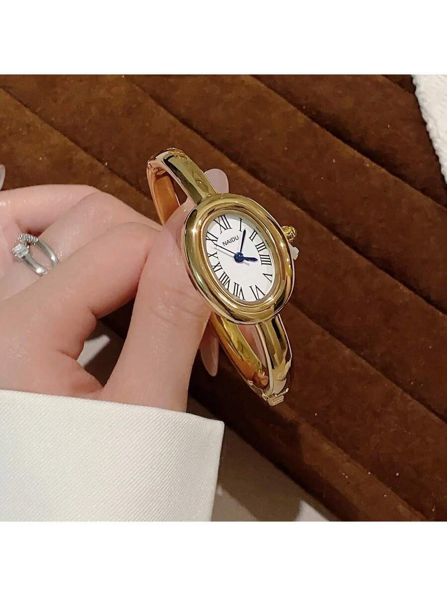 腕時計 レディース クォーツ 女性用ミニマリストゴールド/シルバーのローマ数字エレガントビジネス クォーツ腕時計、デイリーウェア、拍卖