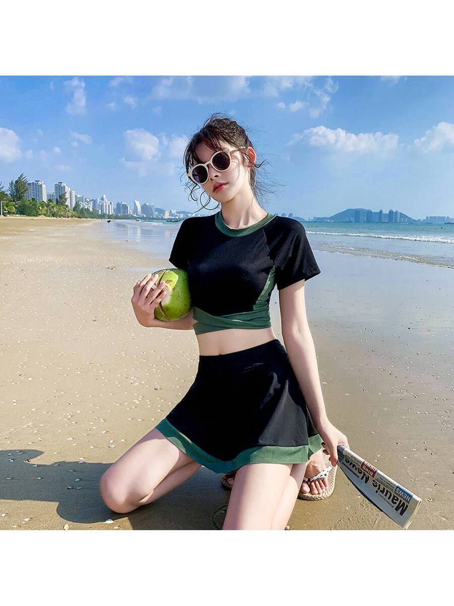 レディース 水着 ビキニセット 新作水着 レディース スプリット セクシー スカート スタイル 小胸 ギャザー 韓国風 インナー拍卖