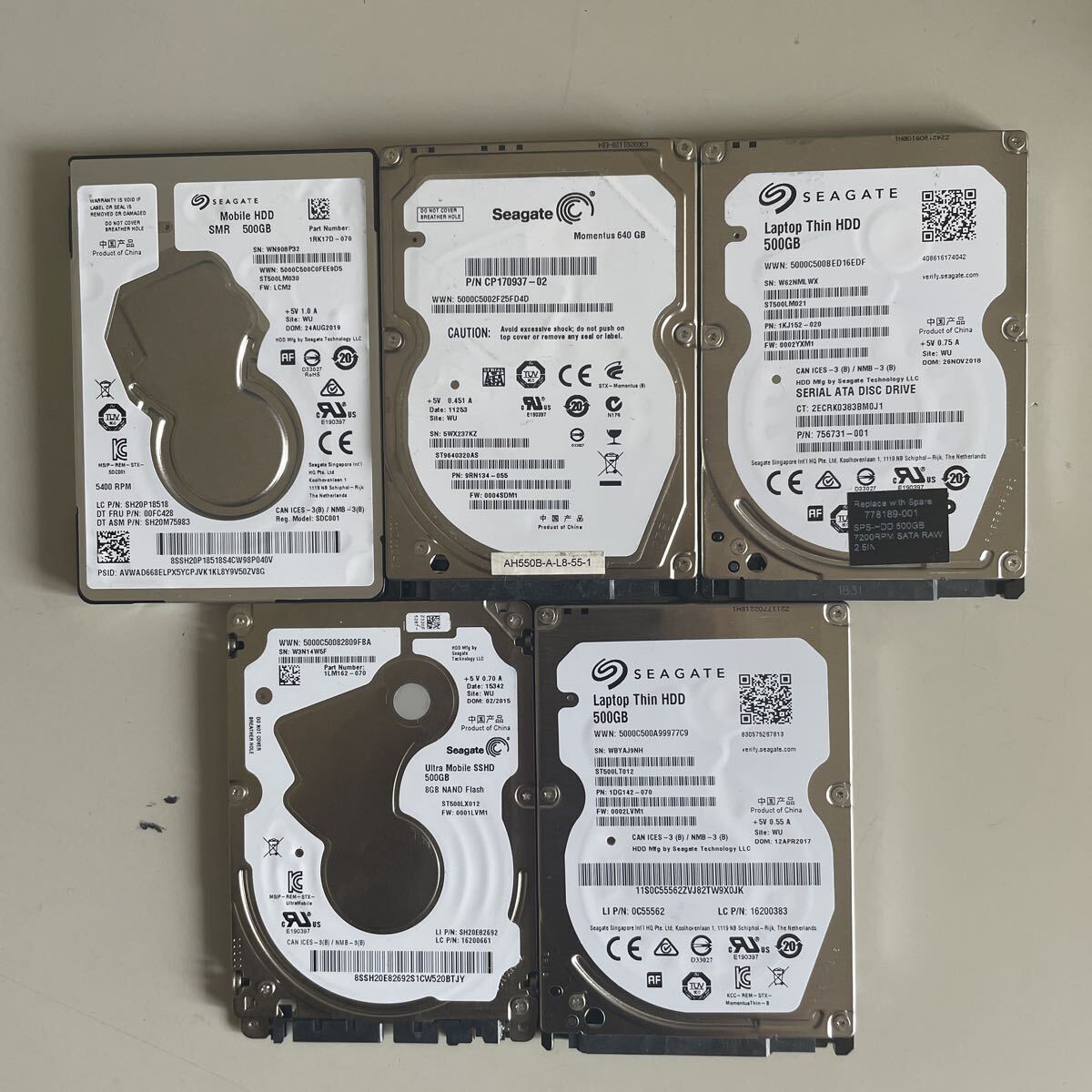 HDD Seagate 500 GB 5台セット動作確認済みです。拍卖