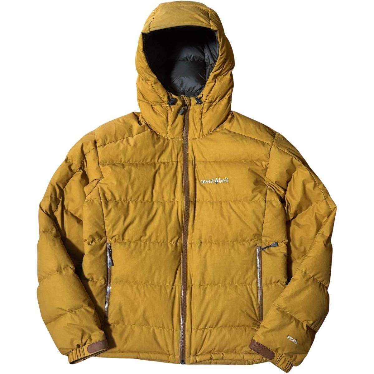 mont-bell 800FP GORE-TEX パーマフロスト ライトダウンパーカ Mサイズ ダウンジャケット フーディー マスタードイエロー拍卖