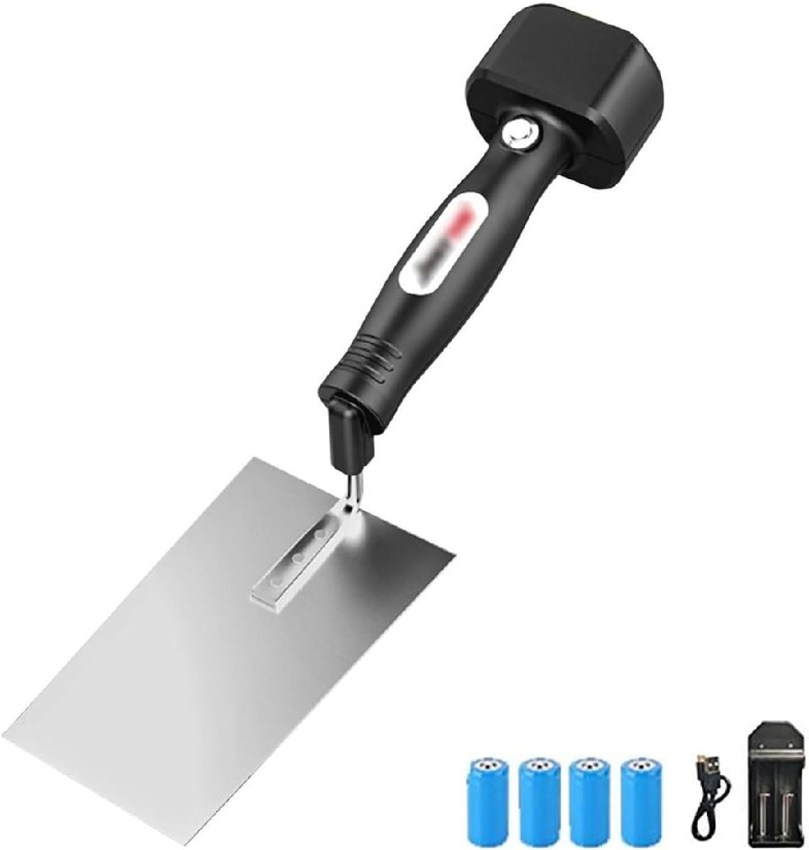 電気マージンこてツール、3 スピードステンレス鋼振動左官ナイフ、バッテリー 4 個付き、ポータブルハンドヘルドタイルタイラーツール拍卖