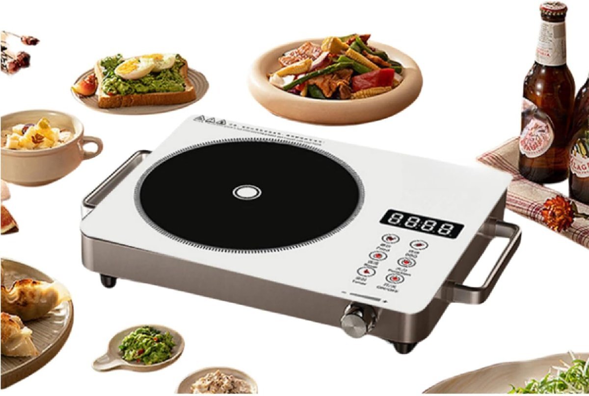 タッチ卓上電磁調理器、インテリジェントで鍋を選ばない 複数の調理モード、防爆多機能スマート、ガラスパネル、ステンレススチールボディ拍卖