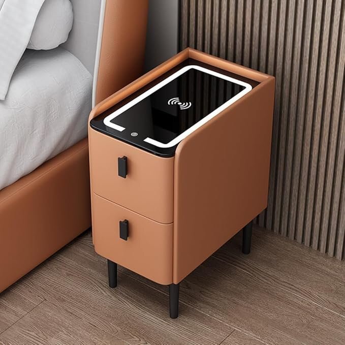 ベッドサイドテーブル 充電ステーション付きナイトテーブル 3色LEDライトサイドボード サイドテーブル 寝室 自宅用 寮用 おしゃれ拍卖