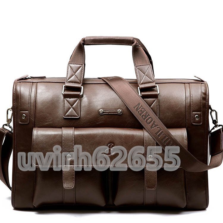 上質メンズ ハンドバッグ 大容量 ビジネスバッグ 通勤 斜めがけ 紳士鞄 出張 ブラウン拍卖