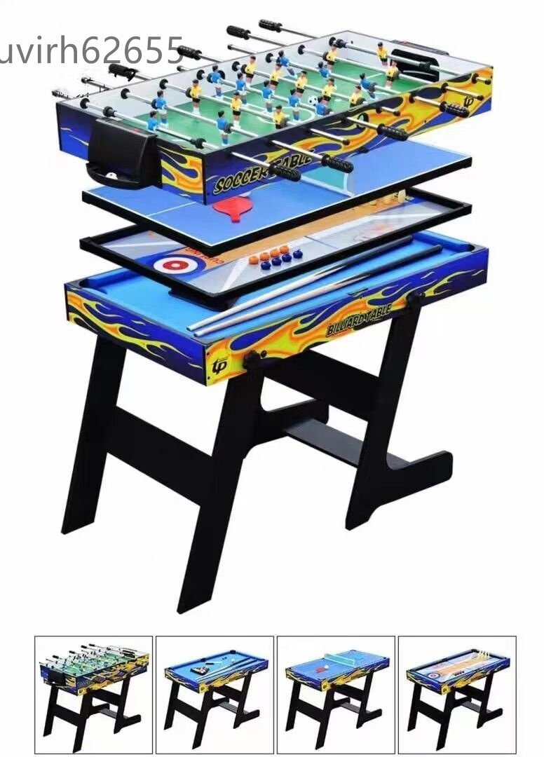 人気推薦★5in1 家庭用 マルチゲームテーブル テーブルサッカー ビリヤード台 卓球 ボーリング カーリングボール 折りたたみ式拍卖