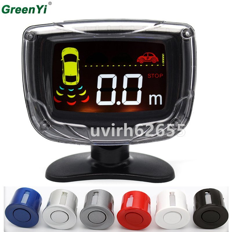 後付 リヤ コーナーセンサー クリアランスソナー 4センサー 駐車補助 0.3-2m 液晶付 レッド拍卖