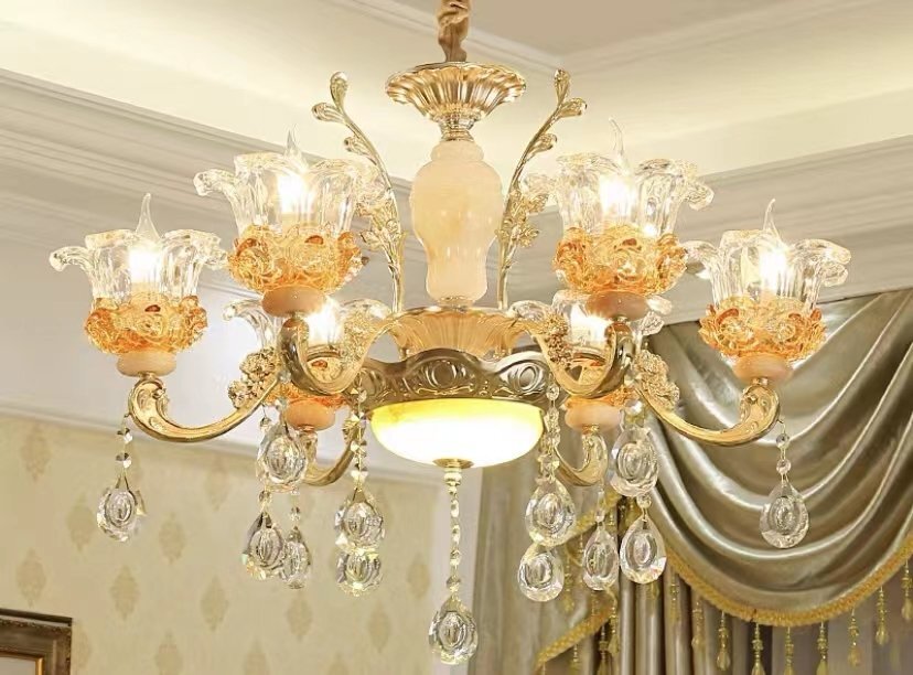 人気美品★ シャンデリア 応接間 水晶ライト お部屋 超豪華 レストラン おしゃれ 照明器具 欧米風 6灯拍卖