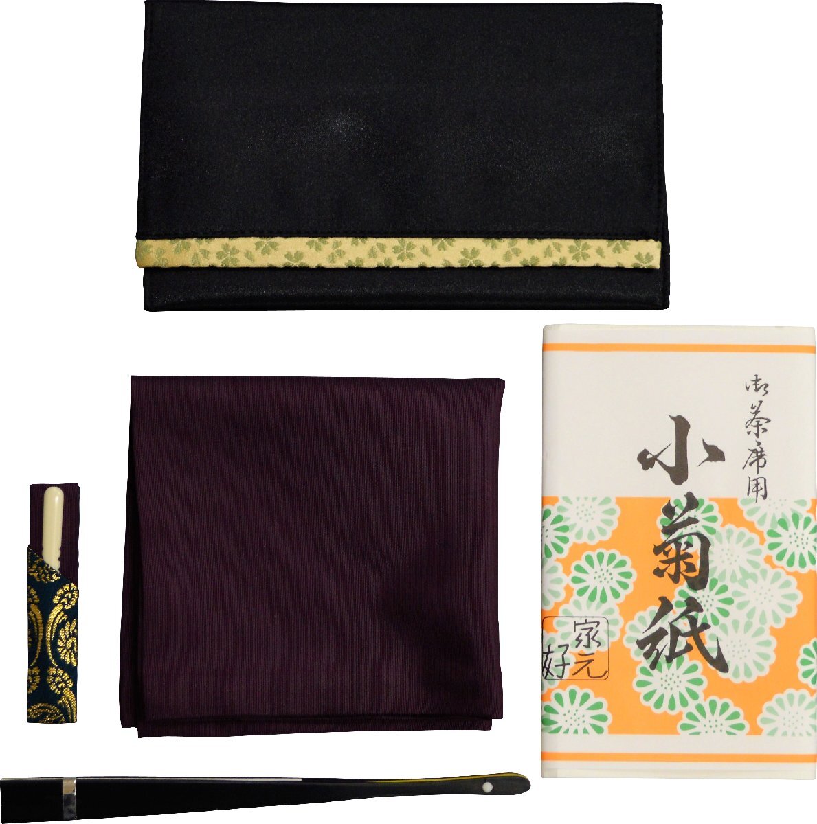 茶道具 服紗セット 表千家 紫帛紗セット 男子用 注)懐紙入・楊枝差の絵柄はお任せください shoho-05b 注)画像は見本です。拍卖