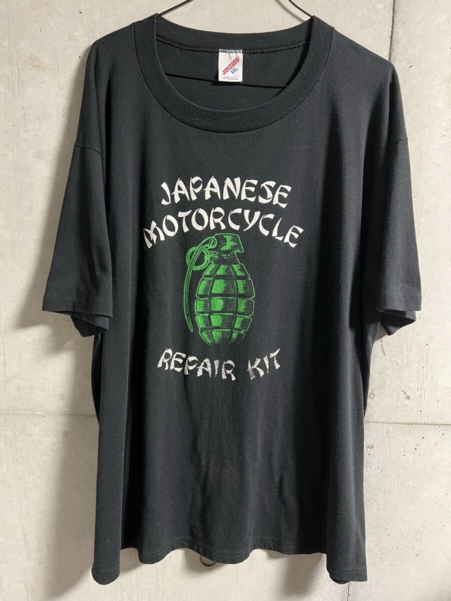 80s レア ヴィンテージ HARLEY DAVIDSON JAPANESE MOTORCYCLE REPAIR KIT Tシャツ ハーレー ダビッドソン 手榴弾 ハーレー XXL アメリカ製拍卖