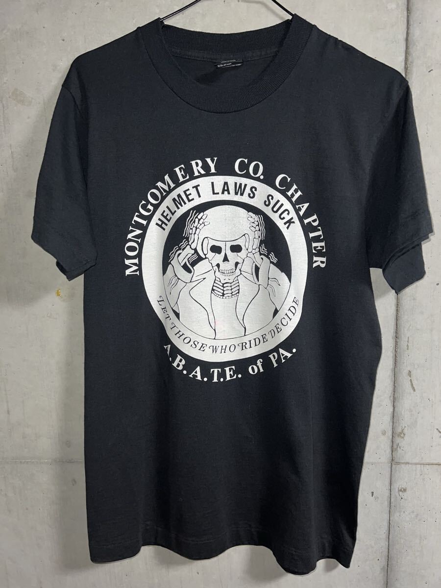 80s ヴィンテージ HARLEY DAVIDSON SKULL HELMET LAWS SUCK FTW DFFL Tシャツ ハーレー スカル モーターサイクル ハーレーダビッドソン M拍卖