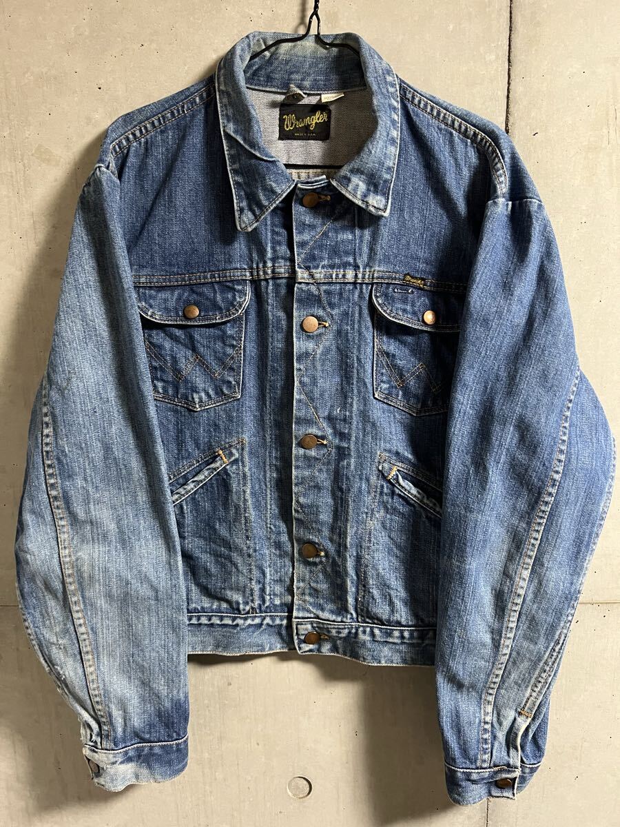 70s ヴィンテージ Wrangler Denim Jacket 124MJ ラングラー デニム ジャケット 46 MADE IN USA アメリカ製 黒タグ オリジナル ビンテージ拍卖