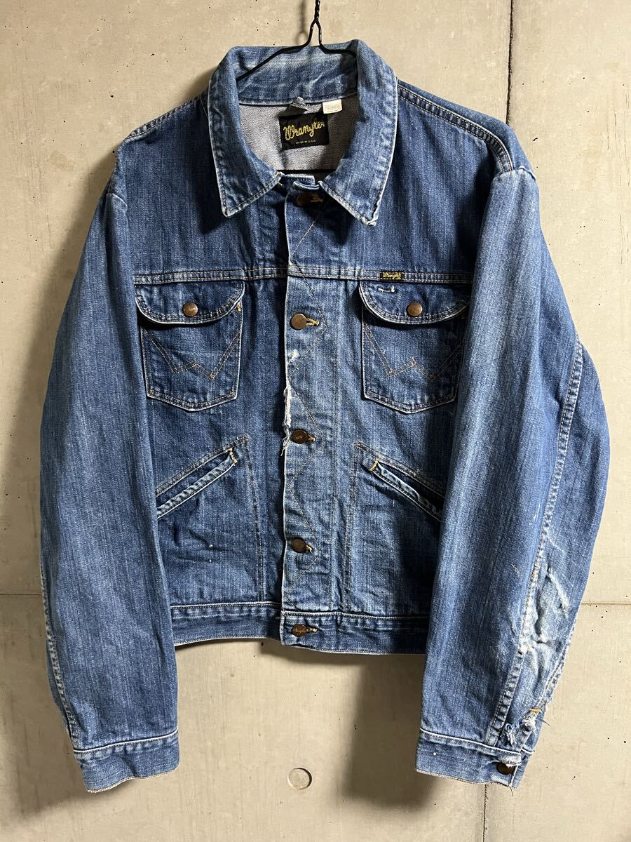 70s ヴィンテージ Wrangler Denim Jacket 124MJ ラングラー デニム ジャケット 46 MADE IN USA アメリカ製 黒タグ オリジナル ビンテージ 2拍卖
