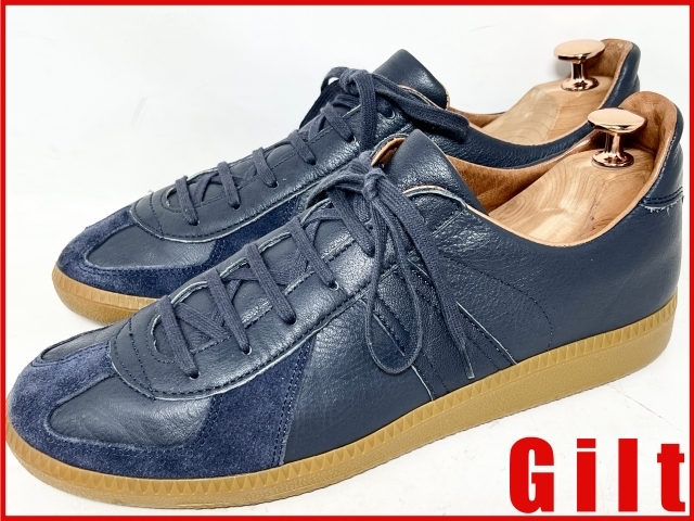 即決★美品 スロバキア製 BW SPORTS★25.5cm スエードジャーマンスニーカー ビーダブルスポーツ ネイビー レザー シューズ ミリタリー 本革拍卖