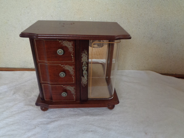 オルゴール付 アクセサリーボックス/ジュエリーケース・アクセサリーケース/指環・ネックレス 収納ケース/オルゴール曲:星に願いを/拍卖