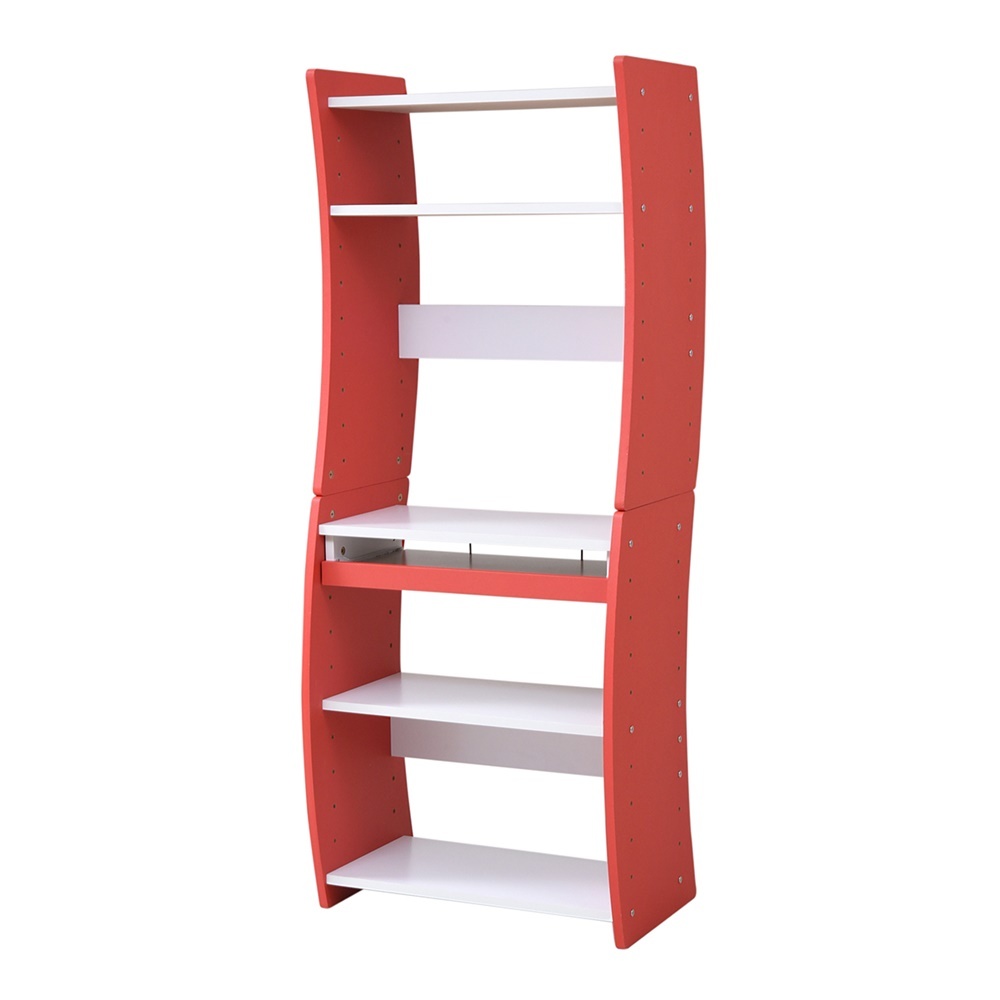 Wavy PCデスク スライド式 薄型 レッド×ホワイト拍卖