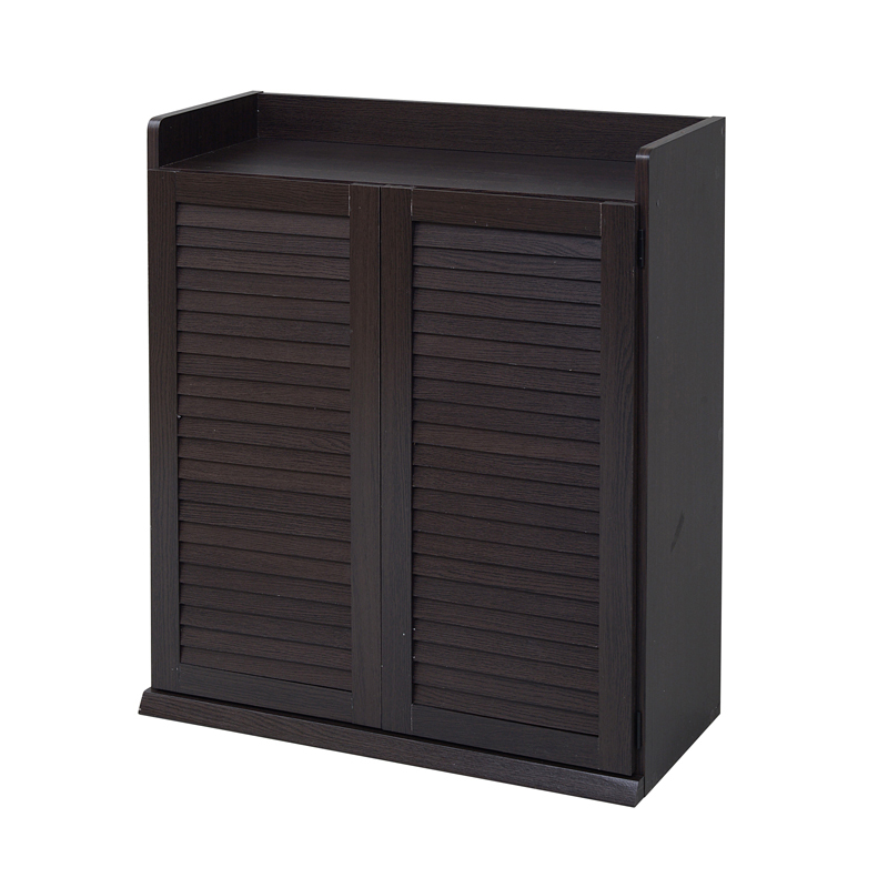 ルーバー式 シューズボックス 靴箱 薄型 玄関収納 幅75 単品 ダークブラウン拍卖