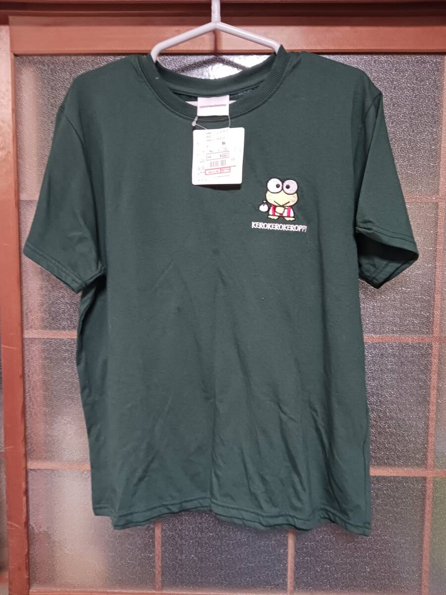 【未使用美品新品】しまむら ケロケロケロッピー レディース 女性 Lサイズ Tシャツ 深緑 グリーン 刺繍 プリント タグ付き 丸首 拍卖