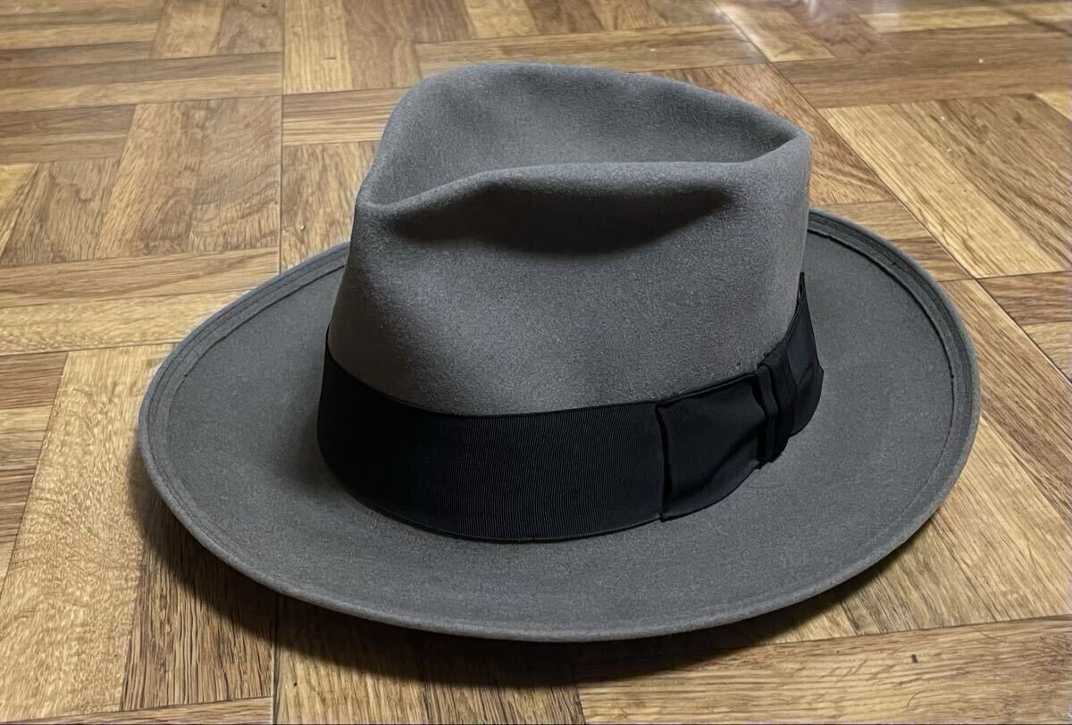 40〜50s STETSON ハット グレー フェルト ウィペット 中折れ フェドラ 30s 40s 50s ヴィンテージ ステットソン dobbs KNOX ボルサリーノ拍卖