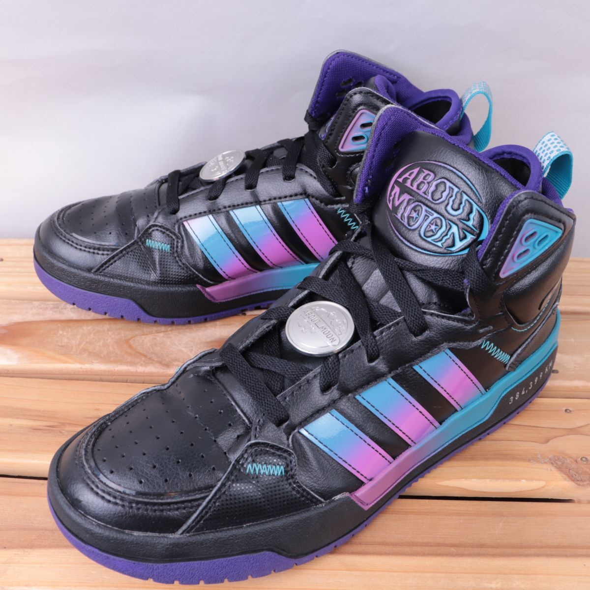 z1606 アディダス ネオ ミッド US8 26.0cm/黒 ブラック 水色 ライトブルー 紫 パープル adidas NEO 100DB Mid メンズ スニーカー 中古拍卖