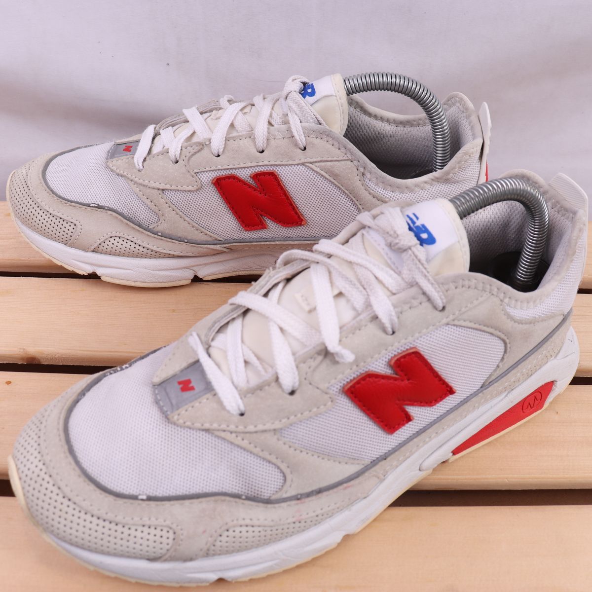 z1617【MSXRCSLD】ニューバランス US8 26.0cm/白 ホワイト ライトグレー 赤 newbalance メンズ スニーカー 中古拍卖