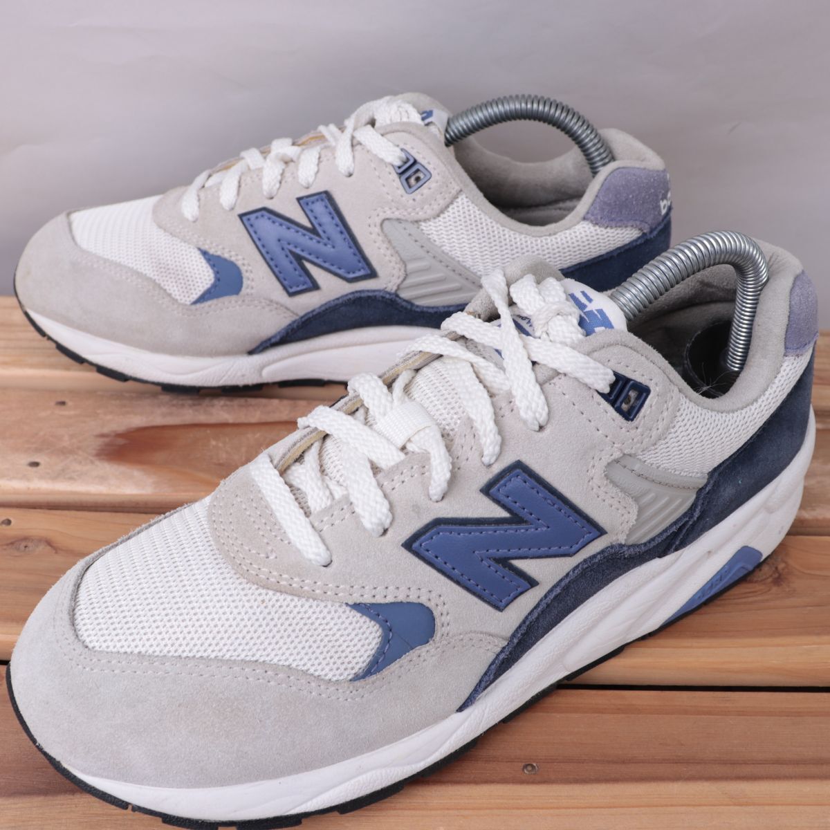 z1638【580】ニューバランス US7 25.0cm/グレー系 白 パープル 紺 newbalance メンズ ユニセックス スニーカー 中古拍卖