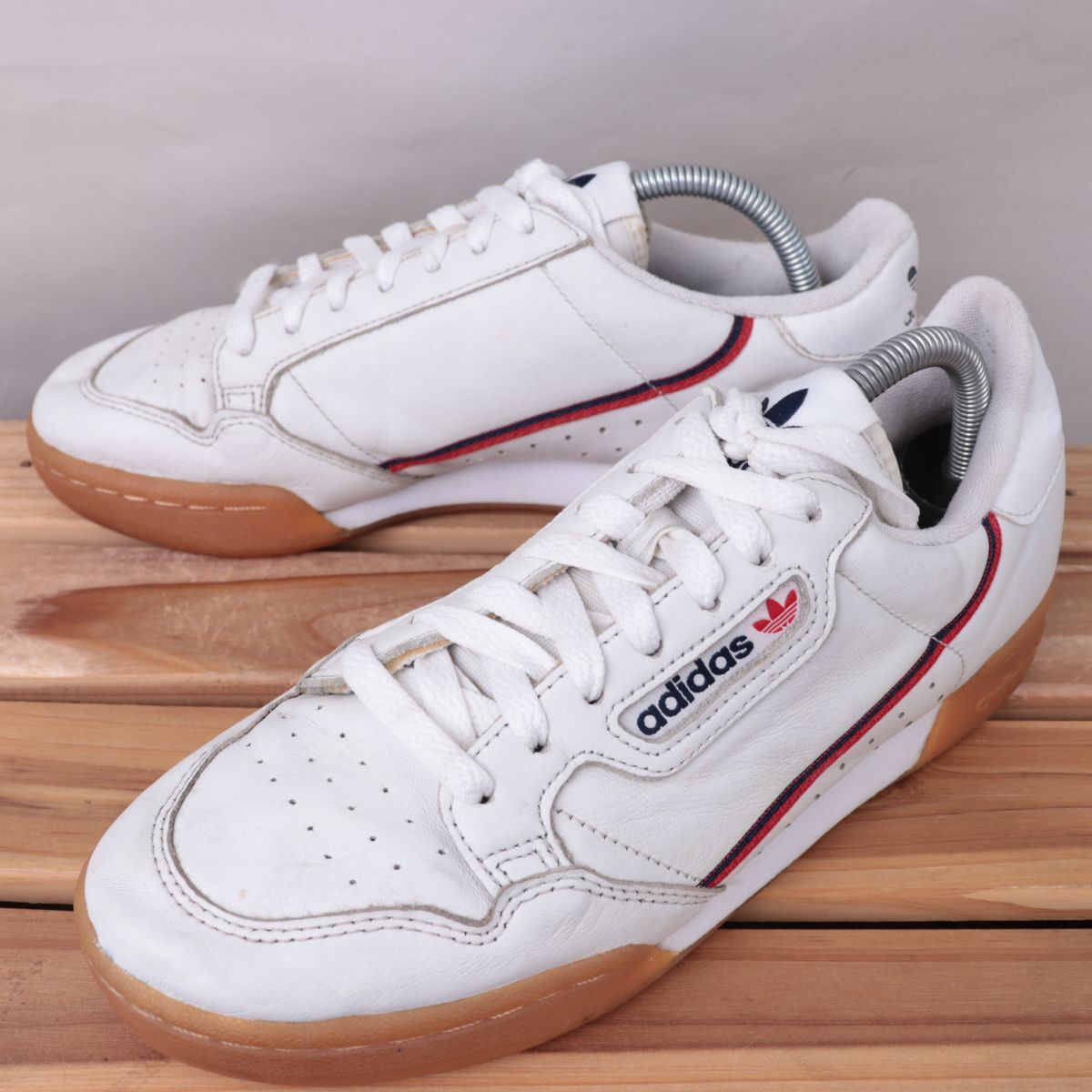 z1535 アディダス コンチネンタル US9 27.0cm/白 ホワイト 紺 ネイビー 赤 レッド adidas Continental メンズ スニーカー 中古拍卖