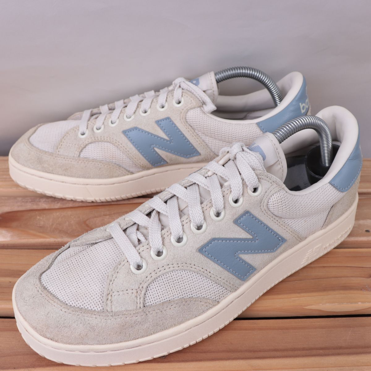 z1782【PROCTCTC】ニューバランス US9.5 27.5cm/ライトベージュ 白 ホワイト 水色 ブルーグレー newbalance メンズ スニーカー 中古拍卖