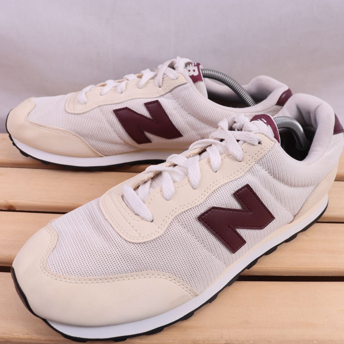 z1799【400】ニューバランス US11 29.0cm/白 ホワイト バーガンディ newbalance メンズ スニーカー 中古拍卖