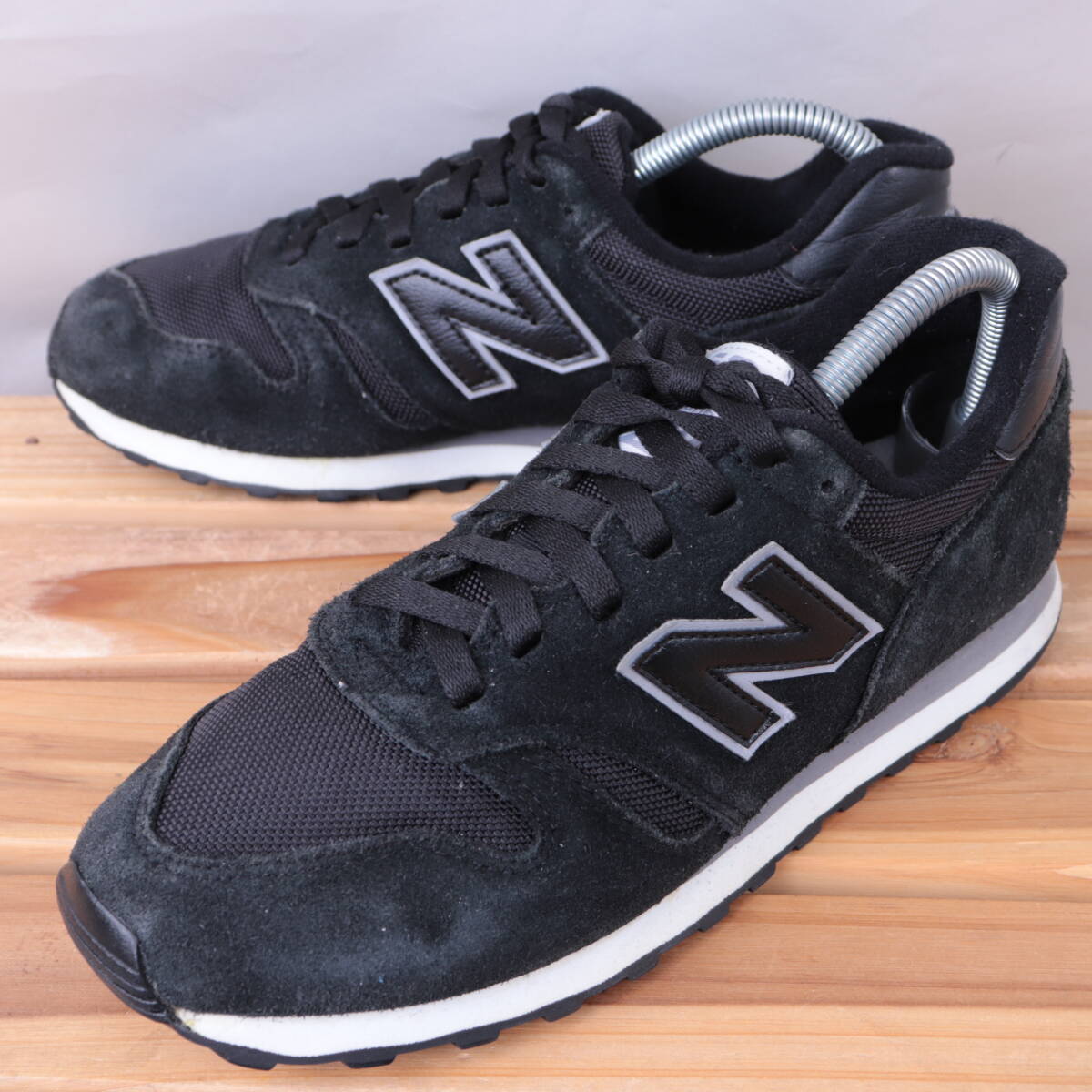 z1833【373】ニューバランス US7 25.0cm/黒 ブラック グレー newbalance メンズ ユニセックス スニーカー 中古拍卖